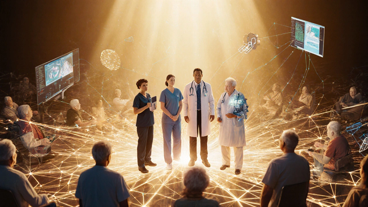 Команда медицинских работников обеспечивает доступную помощь пожилым через технологии